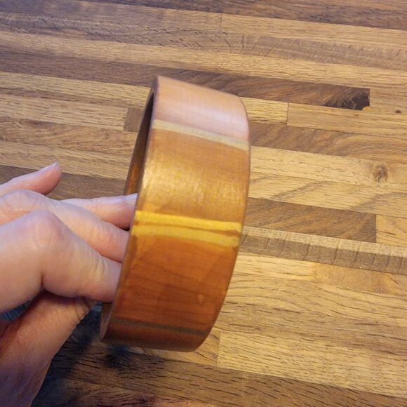 1.25" Wide Wooden Bangle Bracelet, Vintage Boho - Picture 10 of 13